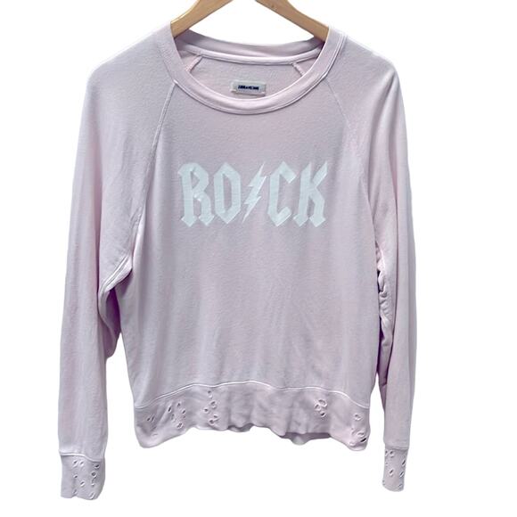 Zadig & Voltaire Destroyed Rock Sweatshirt Size S in Pink - Picture 1 of 13